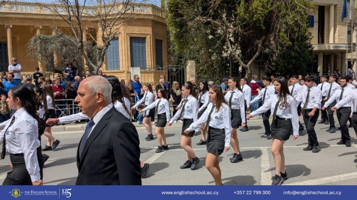 The English School Parade Team Shines at the 25th March Festivities.